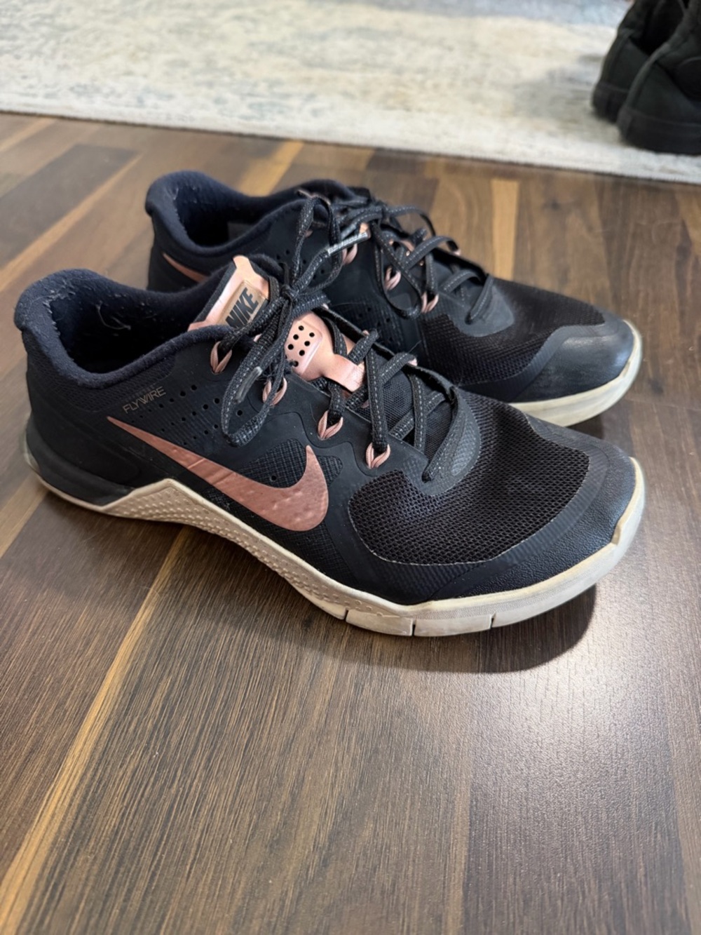 Nike Metcon Black Training Sneakers with Rose Gold Swoosh